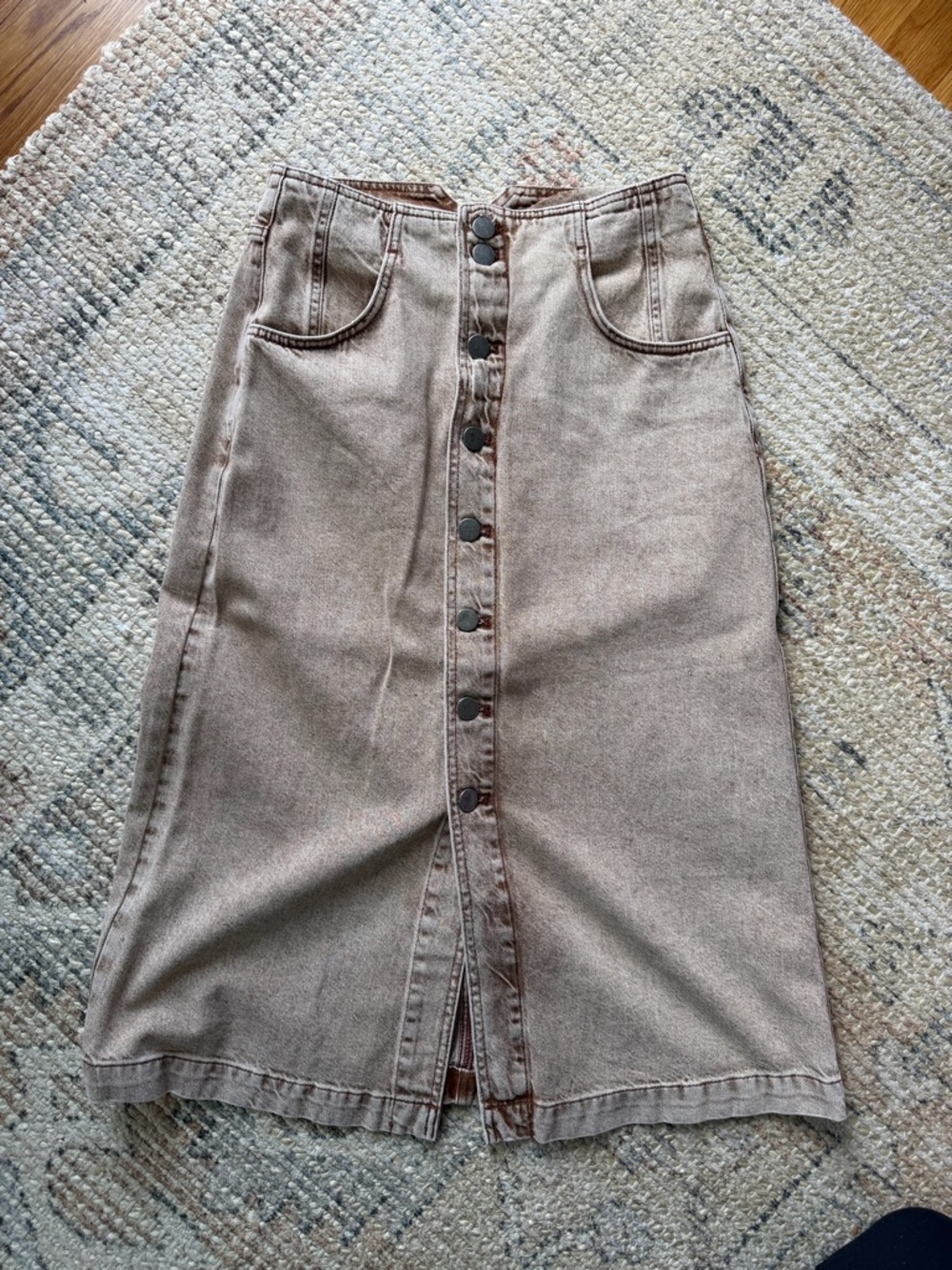 Treasure & Bond Washed Rust Brown Denim Skirt
